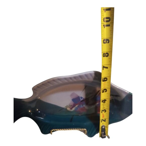 Kent Follette Signed Art Pottery 12½" Royal Blue Floral Fish Shaped Tray - Picture 8 of 10